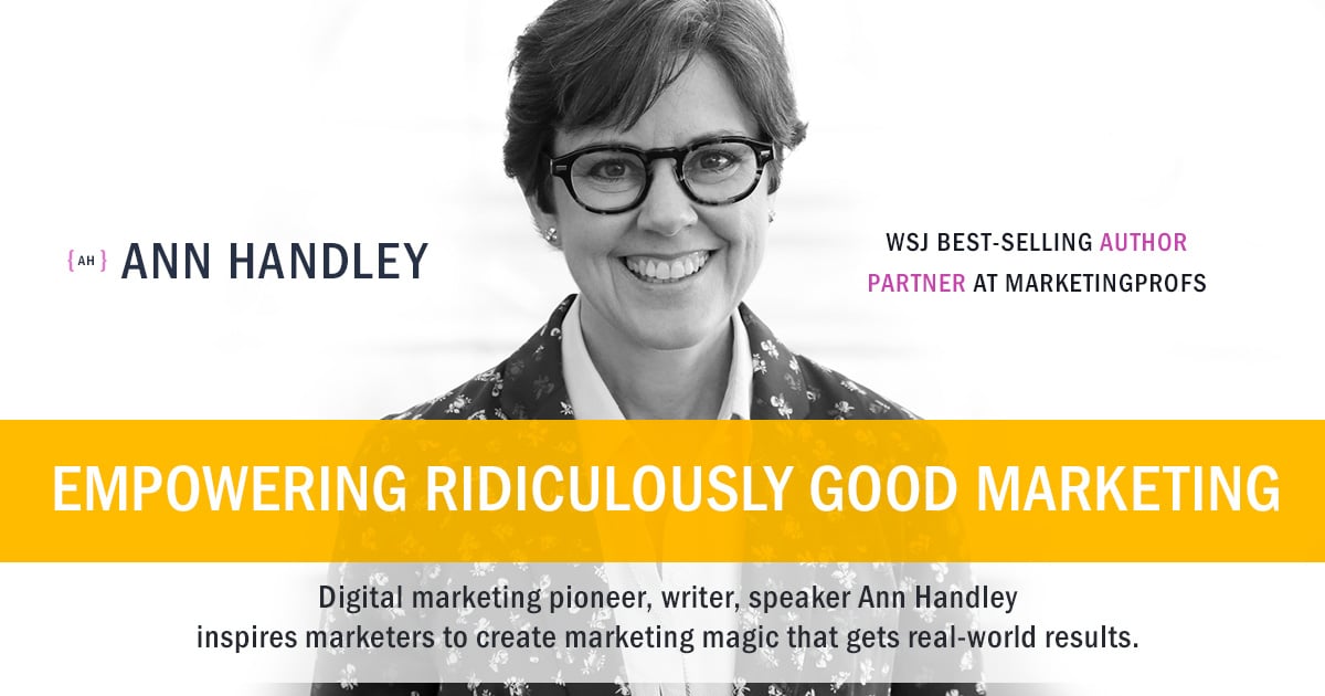 image shows ann handley and description of her professional career