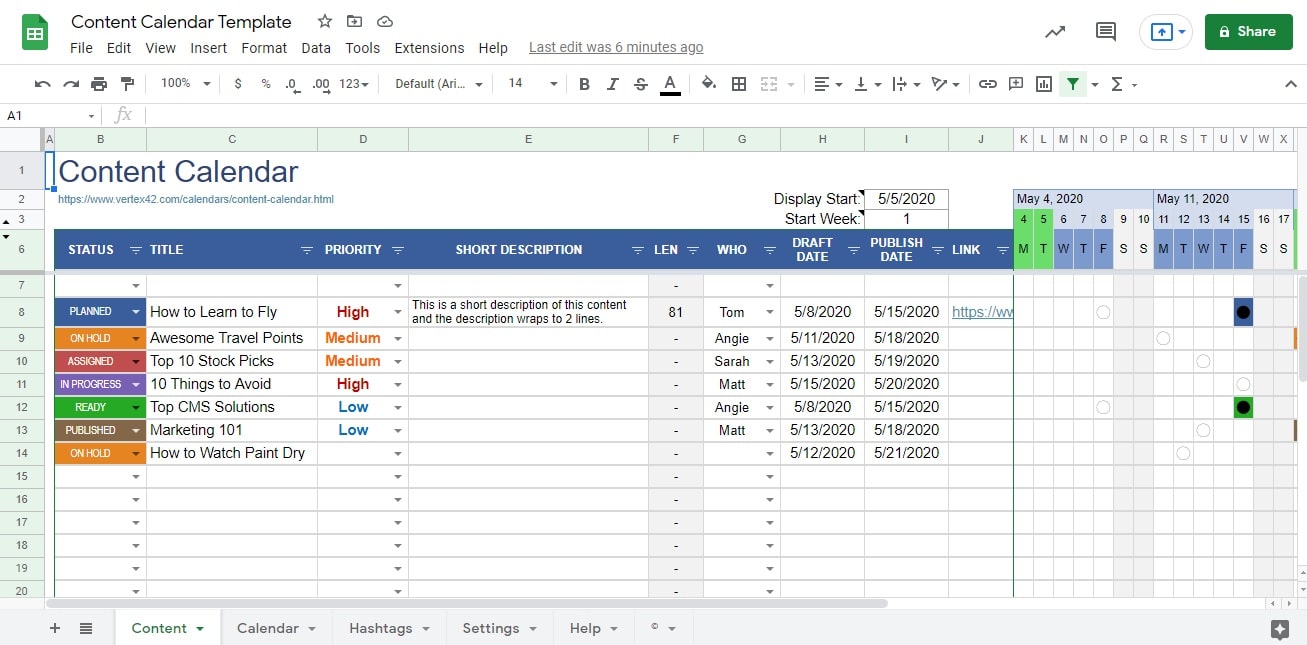 vertex42 content calendar template