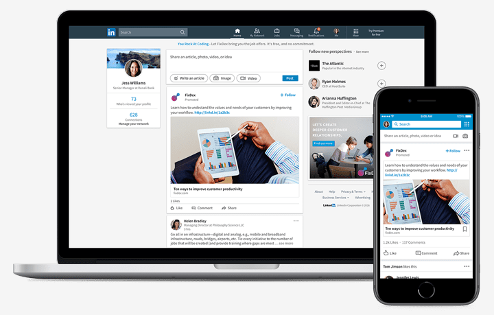 graphic shows LinkedIn Sponsored Updates as an example of paid content distribution 